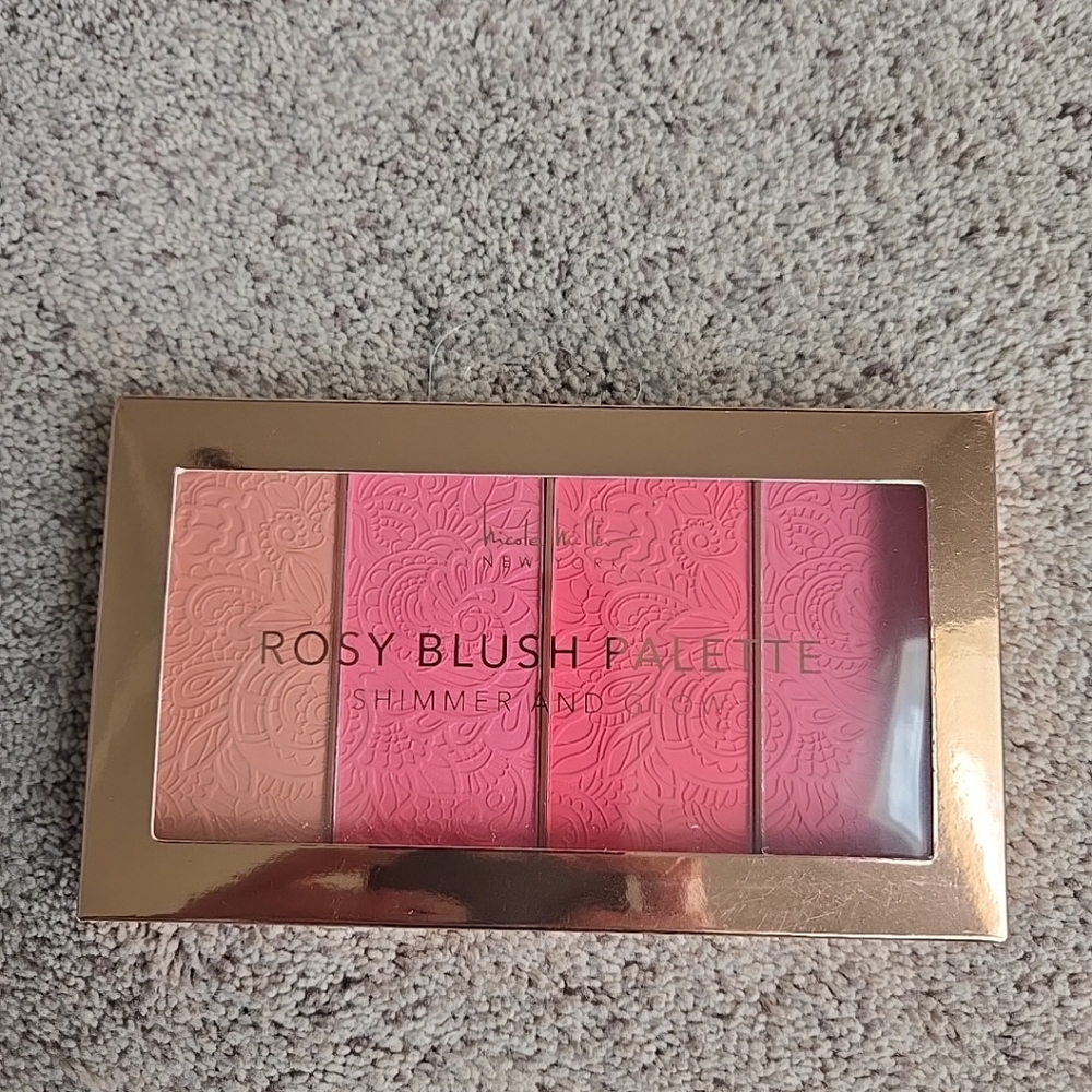 Nicole Miller Rosy Blush Palette - Shimmer And Glow Pink Blush Collection, New